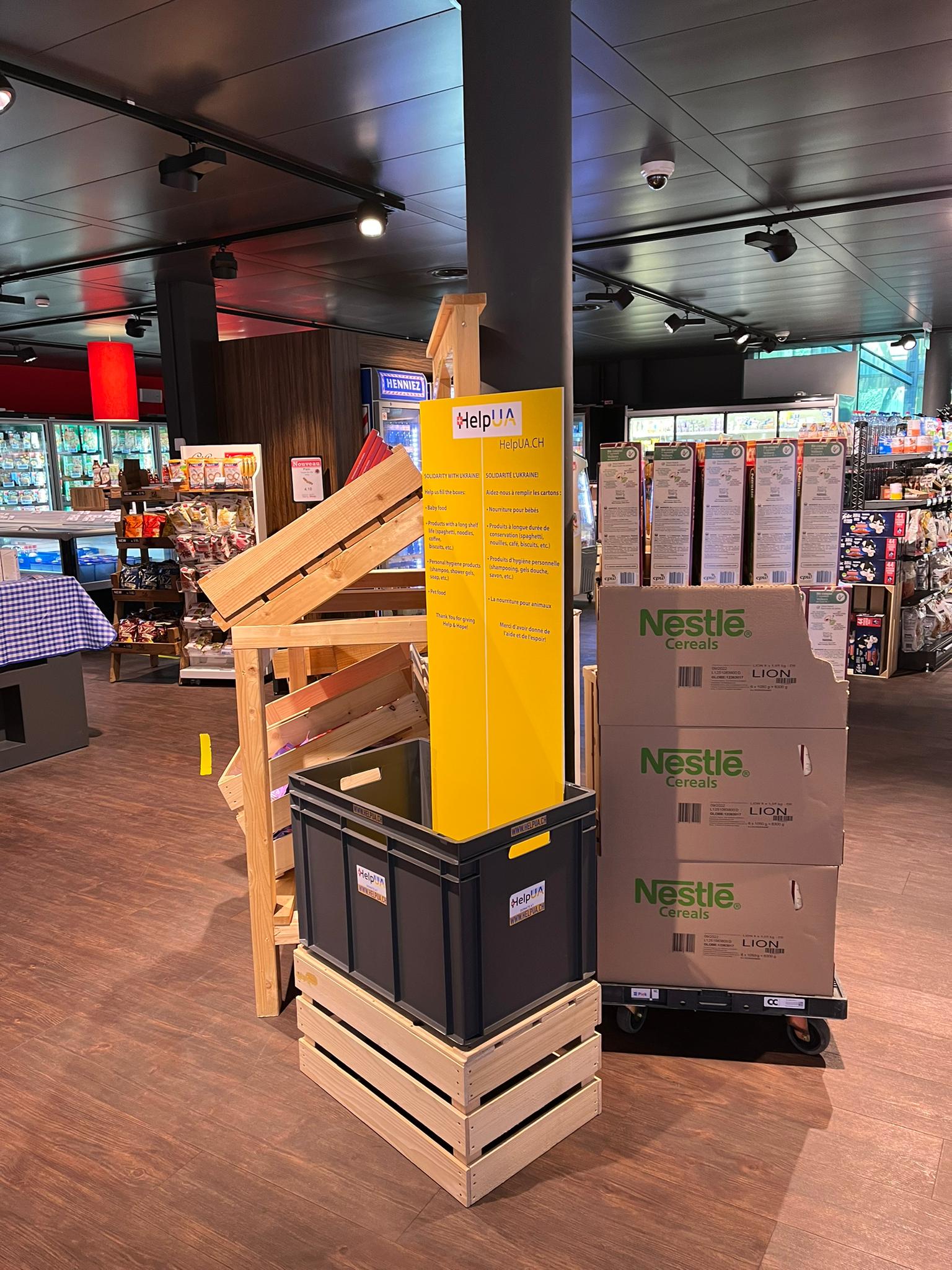 Donation boxes available at Nestle shops in Vevey and La Tour-de-Peilz
